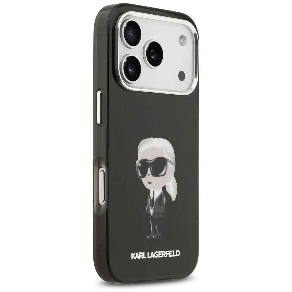 Ovitek MagSafe za Apple iPhone 17 Pro, Karl Lagerfeld, IML Aquarelle Karl Ikonik, Črn