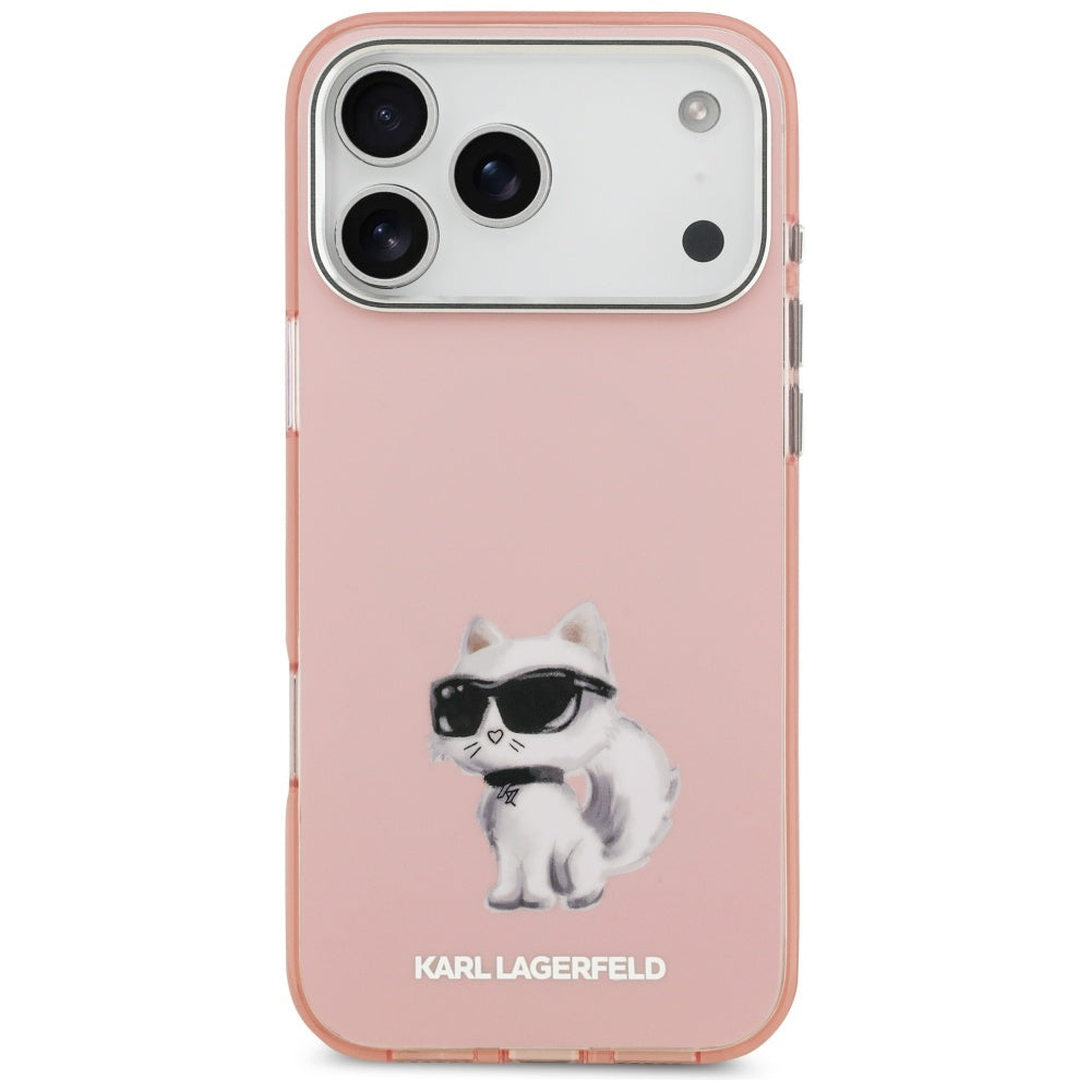 Ovitek MagSafe za Apple iPhone 17 Pro, Karl Lagerfeld, IML Aquarelle Logo Choupette, Roza