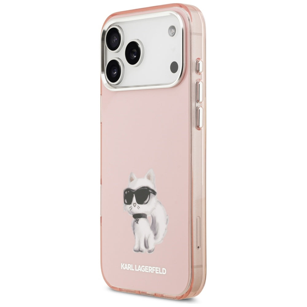 Ovitek MagSafe za Apple iPhone 17 Pro, Karl Lagerfeld, IML Aquarelle Logo Choupette, Roza