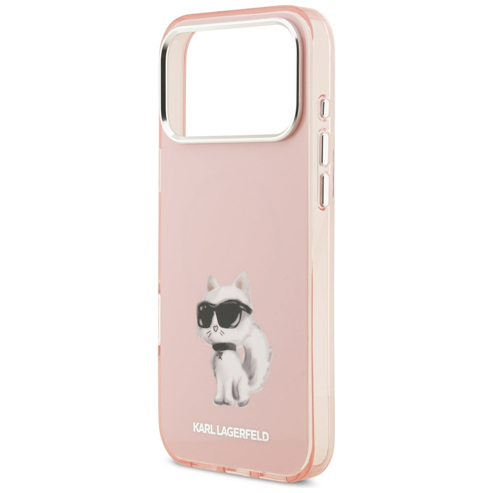Ovitek MagSafe za Apple iPhone 17 Pro, Karl Lagerfeld, IML Aquarelle Logo Choupette, Roza