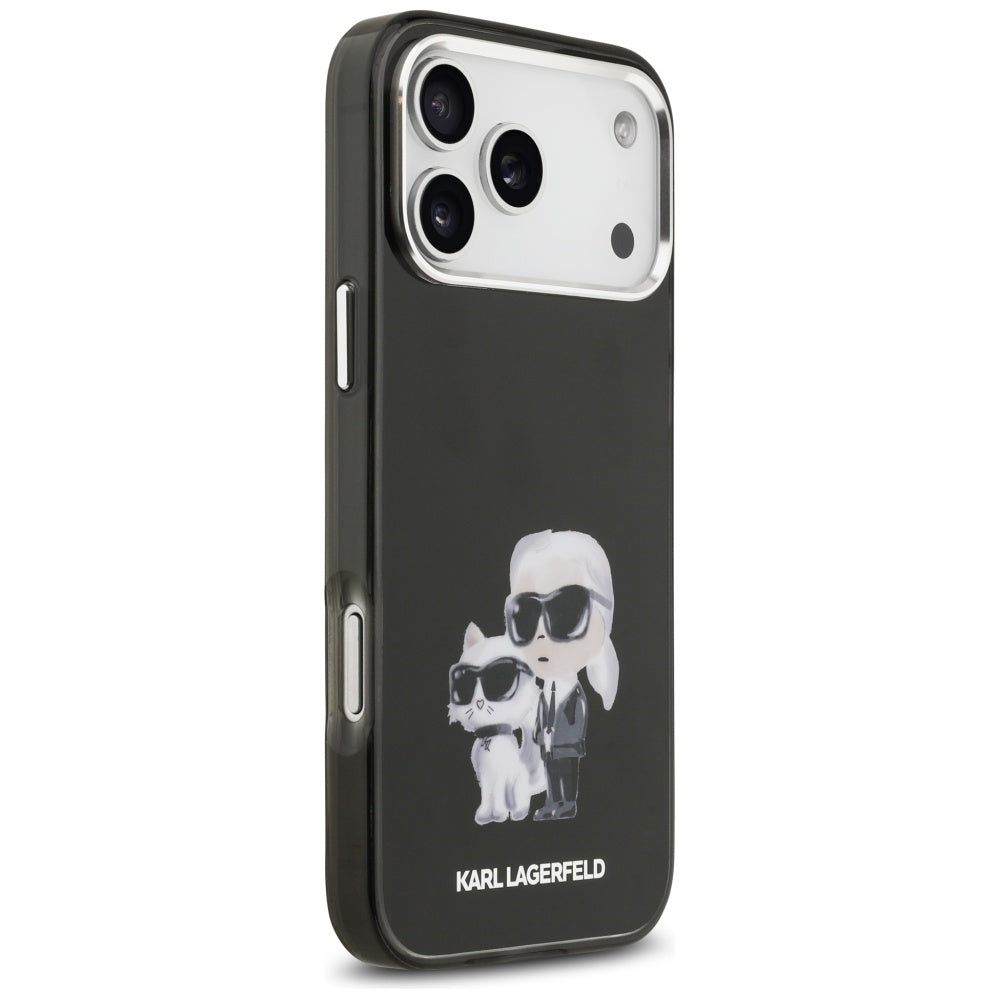 MagSafe Case for Apple iPhone 17 Pro, Karl Lagerfeld, IML Aquarelle Karl & Choupette Logo, Black