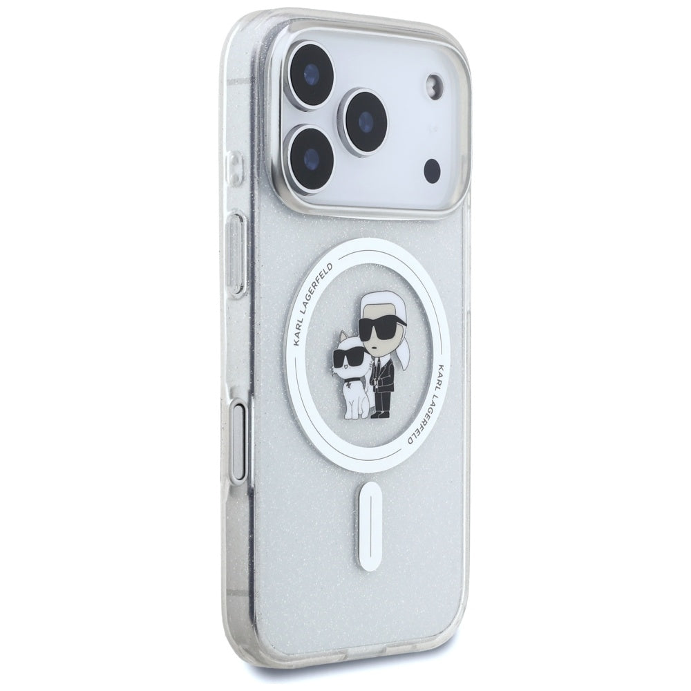 Ovitek MagSafe za Apple iPhone 17 Pro, Karl Lagerfeld, IML Glitter Karl & Choupette, Prozoren