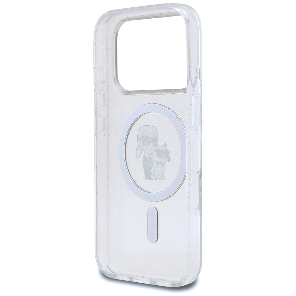 Ovitek MagSafe za Apple iPhone 17 Pro, Karl Lagerfeld, IML Glitter Karl & Choupette, Prozoren