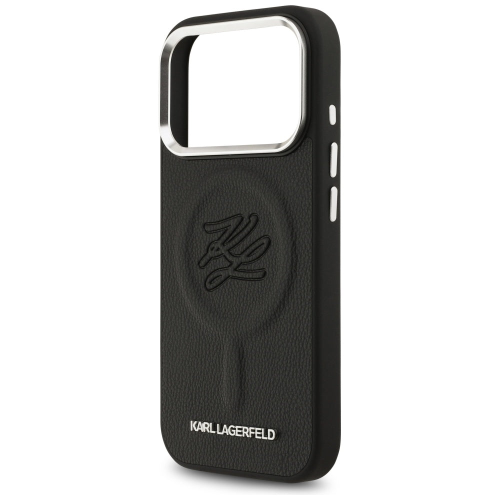 MagSafe Case for Apple iPhone 17 Pro, Karl Lagerfeld, Initial & Metal Logo, Black