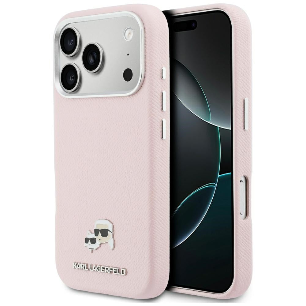 Ovitek MagSafe za Apple iPhone 17 Pro, Karl Lagerfeld, Karl & Choupette Head's Pin, Roza