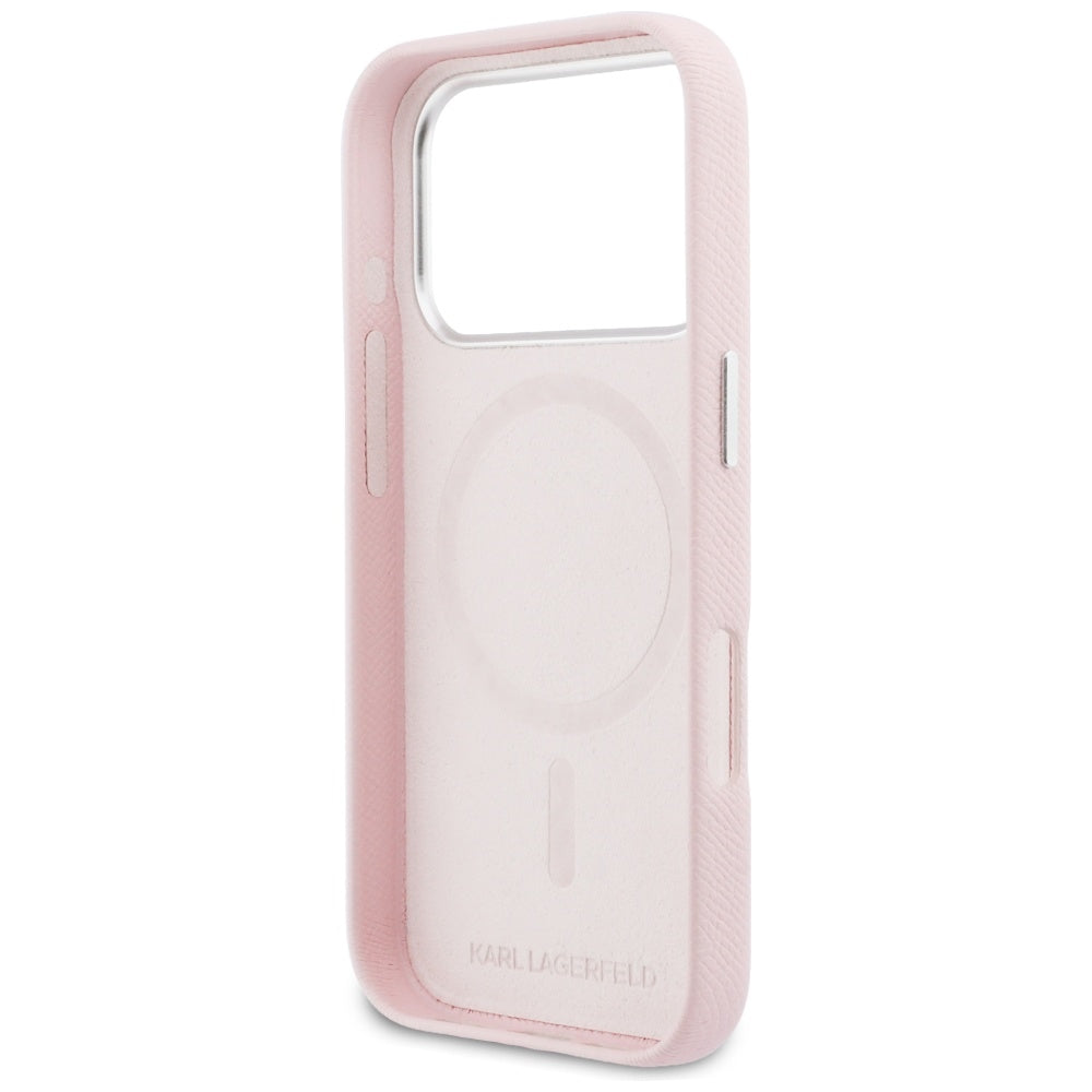 Ovitek MagSafe za Apple iPhone 17 Pro, Karl Lagerfeld, Karl & Choupette Head's Pin, Roza