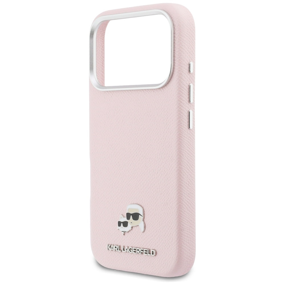 Ovitek MagSafe za Apple iPhone 17 Pro, Karl Lagerfeld, Karl & Choupette Head's Pin, Roza