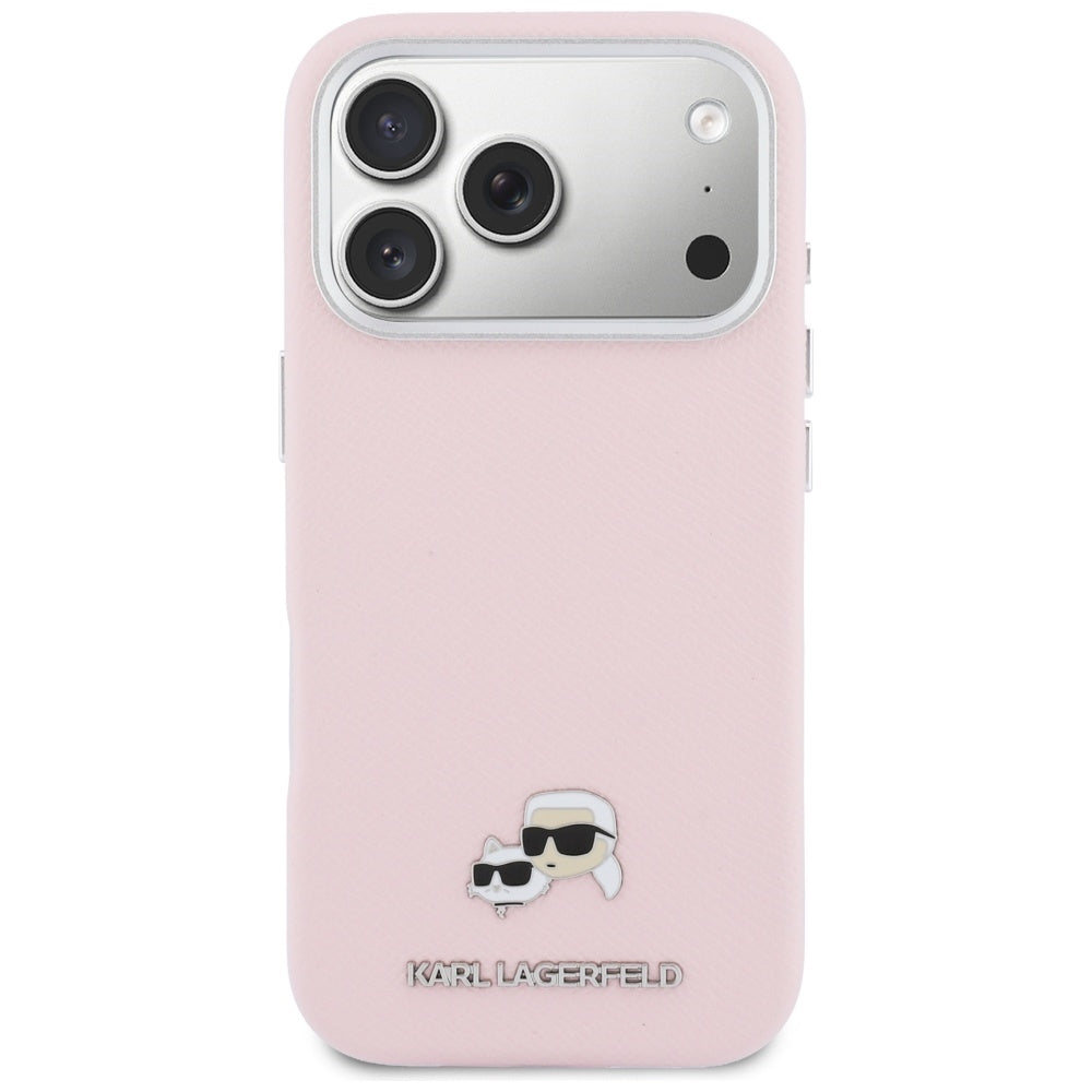 Ovitek MagSafe za Apple iPhone 17 Pro, Karl Lagerfeld, Karl & Choupette Head's Pin, Roza