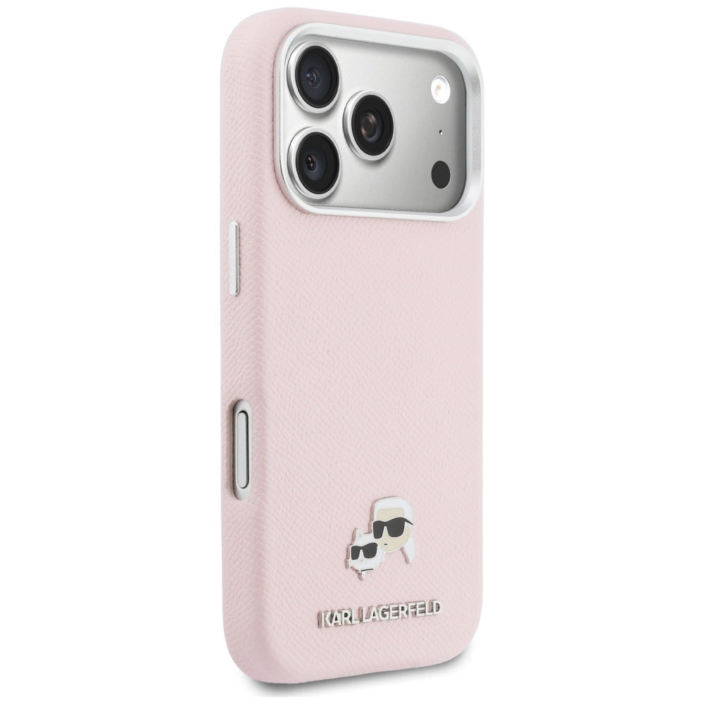 Ovitek MagSafe za Apple iPhone 17 Pro, Karl Lagerfeld, Karl & Choupette Head's Pin, Roza