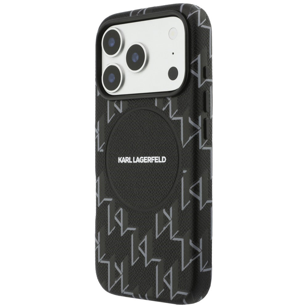 MagSafe Case for Apple iPhone 17 Pro, Karl Lagerfeld, KL Monogram Logo, Black