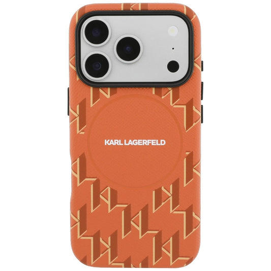 Ovitek MagSafe za Apple iPhone 17 Pro, Karl Lagerfeld, KL Monogram Logo, Oranžen