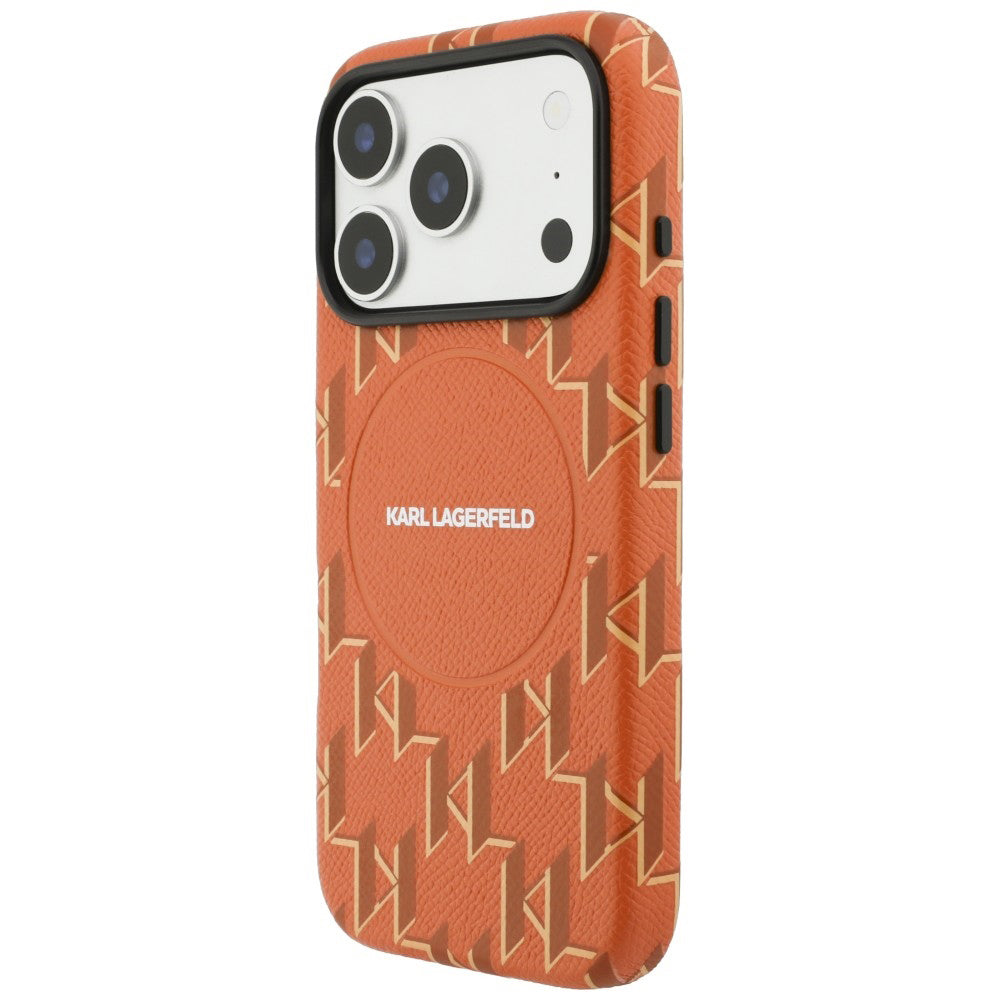 Ovitek MagSafe za Apple iPhone 17 Pro, Karl Lagerfeld, KL Monogram Logo, Oranžen