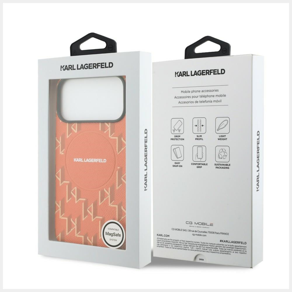 Ovitek MagSafe za Apple iPhone 17 Pro, Karl Lagerfeld, KL Monogram Logo, Oranžen