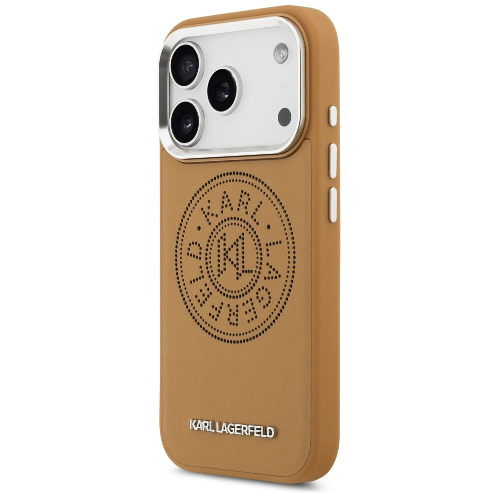 Ovitek MagSafe za Apple iPhone 17 Pro, Karl Lagerfeld, Point & Metal Logo, Rjava