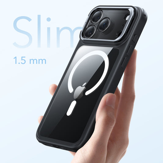 Ovitek MagSafe za Apple iPhone 17 Pro Max, ESR, Classic Hybrid Kickstand, Prozorno črn