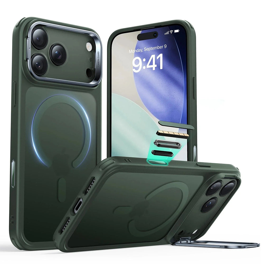 MagSafe Case for Apple iPhone 17 Pro Max, ESR, Classic Hybrid Kickstand, Satin Green