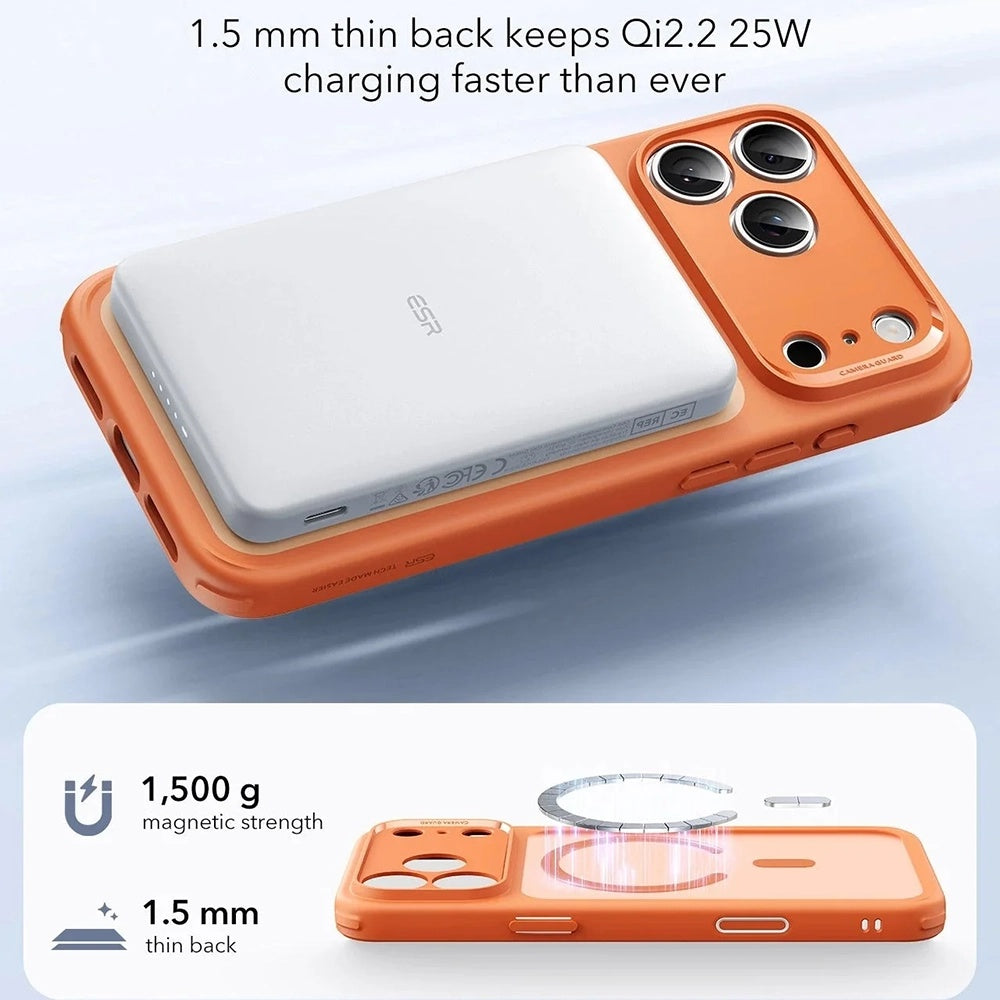 Ovitek MagSafe za Apple iPhone 17 Pro Max, ESR, Classic Hybrid Slide, Satinirano Oranžen
