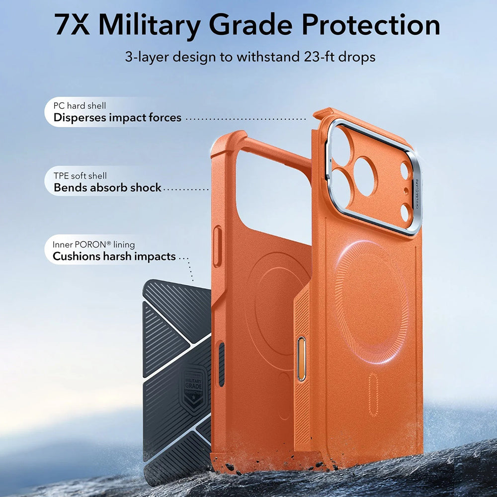 Ovitek MagSafe za Apple iPhone 17 Pro Max, ESR, Cyber Armor Kickstand, Oranžen