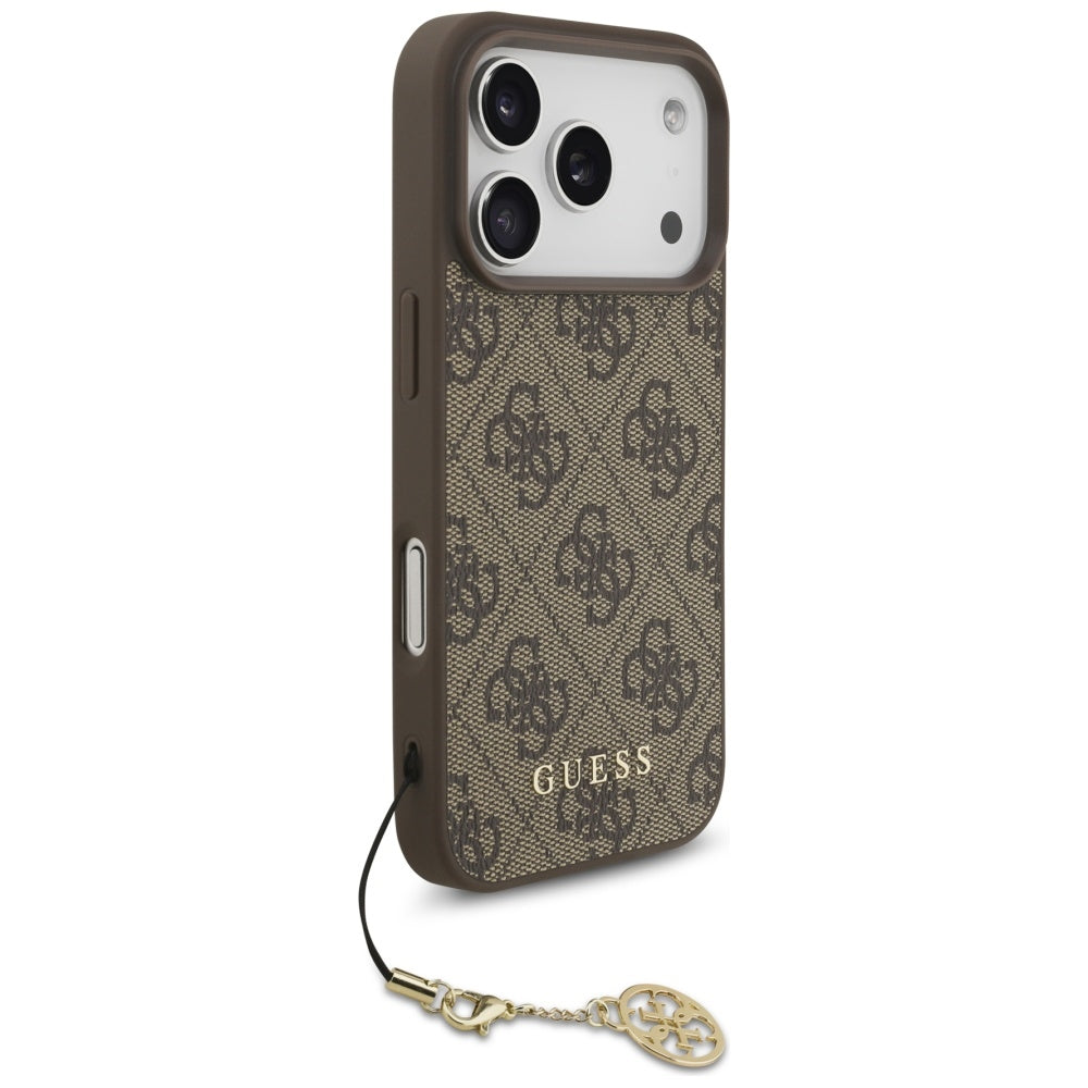 Ovitek MagSafe za Apple iPhone 17 Pro Max, Guess, 4G Charm Cradle, rjava