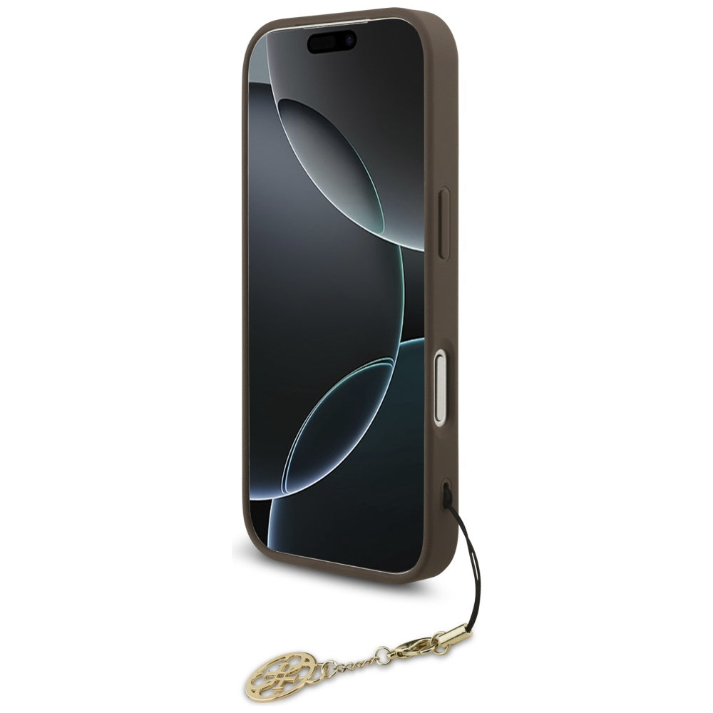 Ovitek MagSafe za Apple iPhone 17 Pro Max, Guess, 4G Charm Cradle, rjava