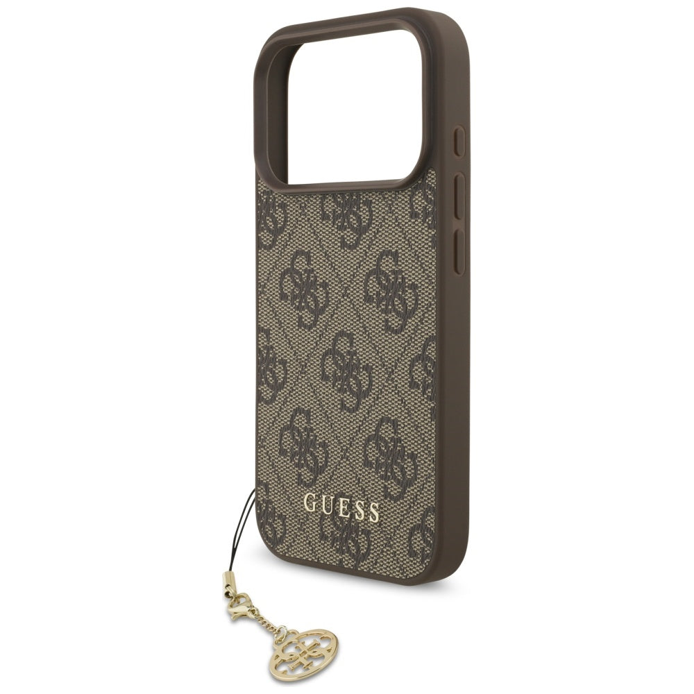 Ovitek MagSafe za Apple iPhone 17 Pro Max, Guess, 4G Charm Cradle, rjava