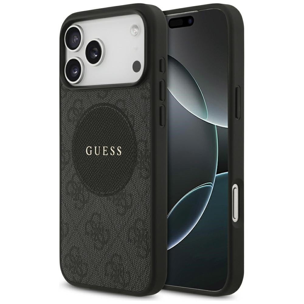 Ovitek MagSafe za Apple iPhone 17 Pro Max, Guess, 4G Circle Classic Logo, Črn