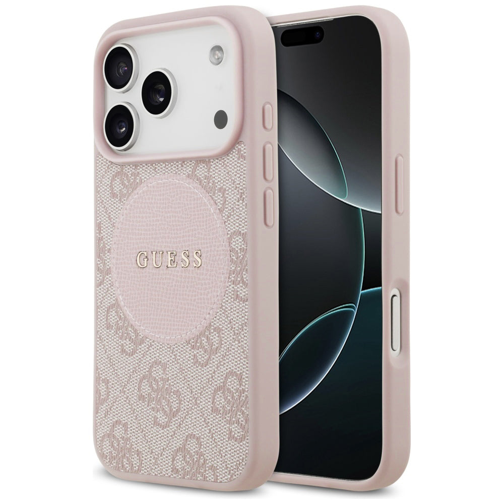 MagSafe Case for Apple iPhone 17 Pro Max, Guess, 4G Circle Classic Logo, Pink