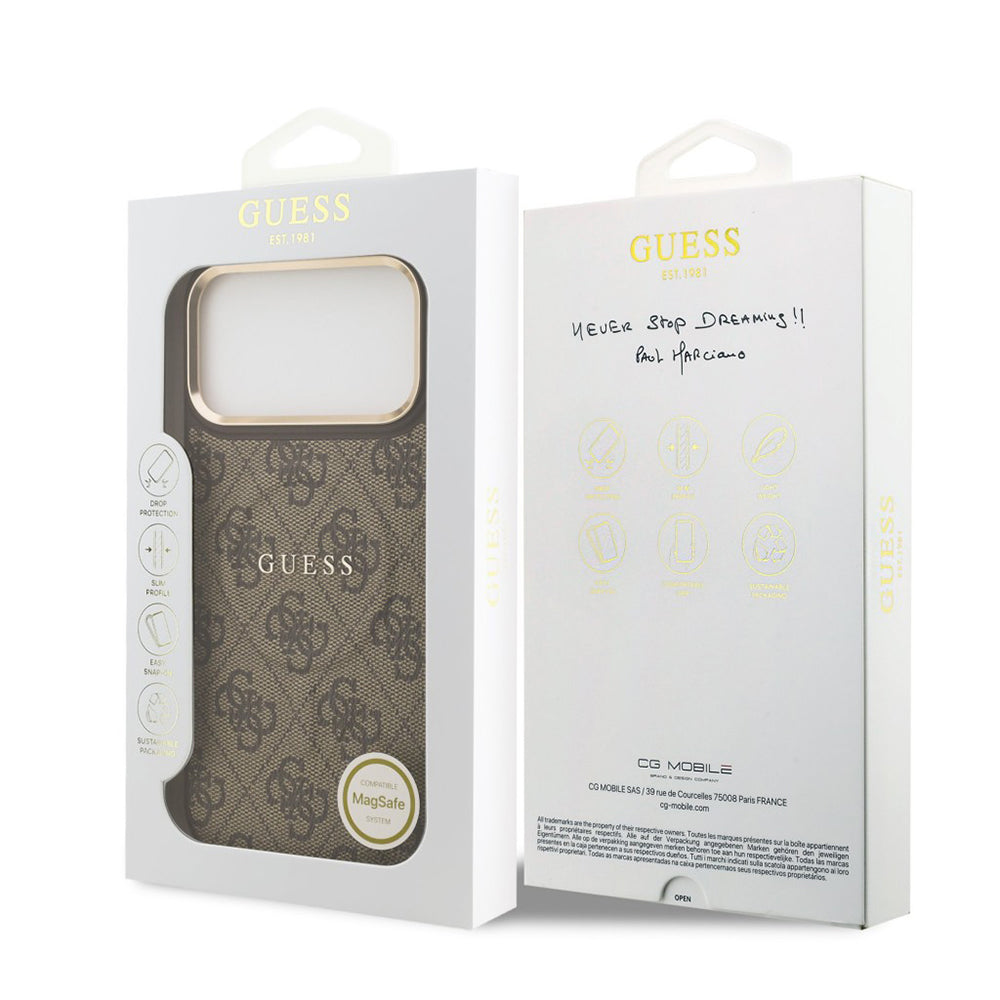 Ovitek MagSafe za Apple iPhone 17 Pro Max, Guess, 4G Classic, Rjava