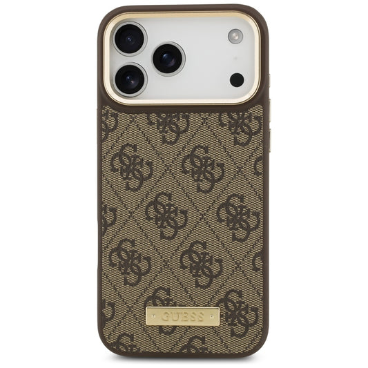 Ovitek MagSafe za Apple iPhone 17 Pro Max, Guess, 4G Logo Plate, Rjava
