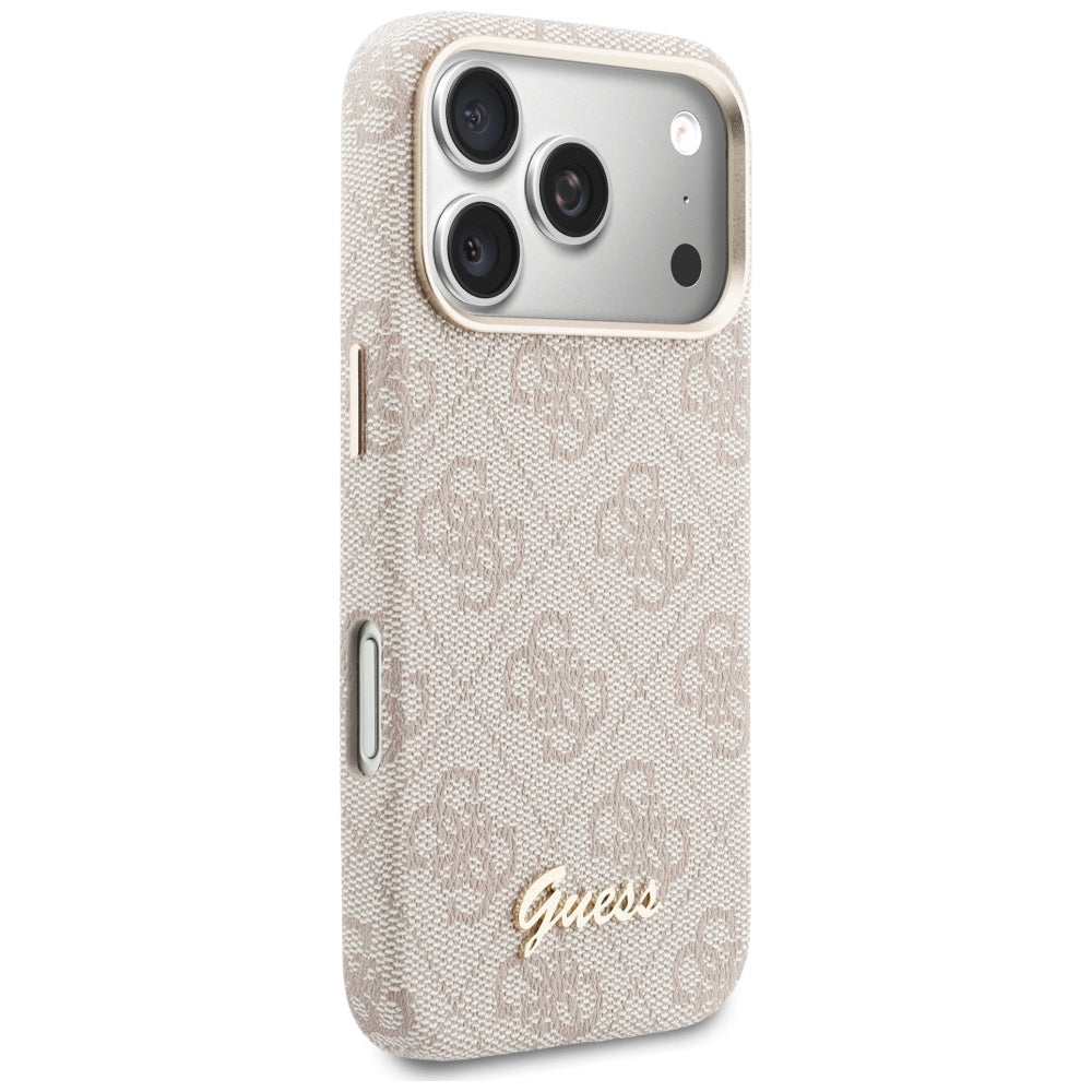 Ovitek MagSafe za Apple iPhone 17 Pro Max, Guess, 4G Script Logo, Roza
