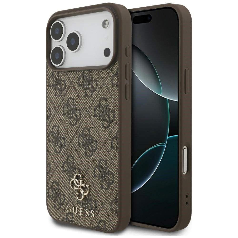 Ovitek MagSafe za Apple iPhone 17 Pro Max, Guess, 4G Small and Classic Logo, rjava