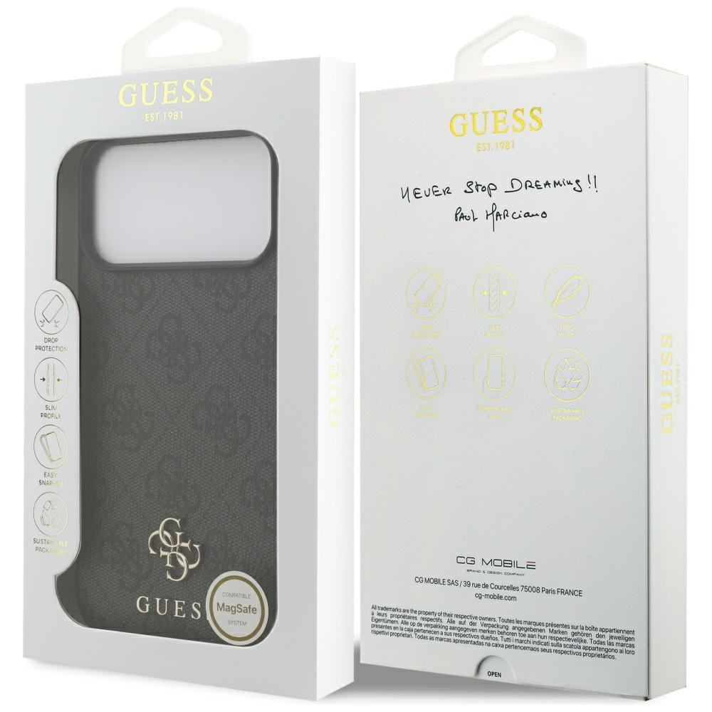 MagSafe ovitek za Apple iPhone 17 Pro Max, Guess, 4G Small and Classic Logo, črn