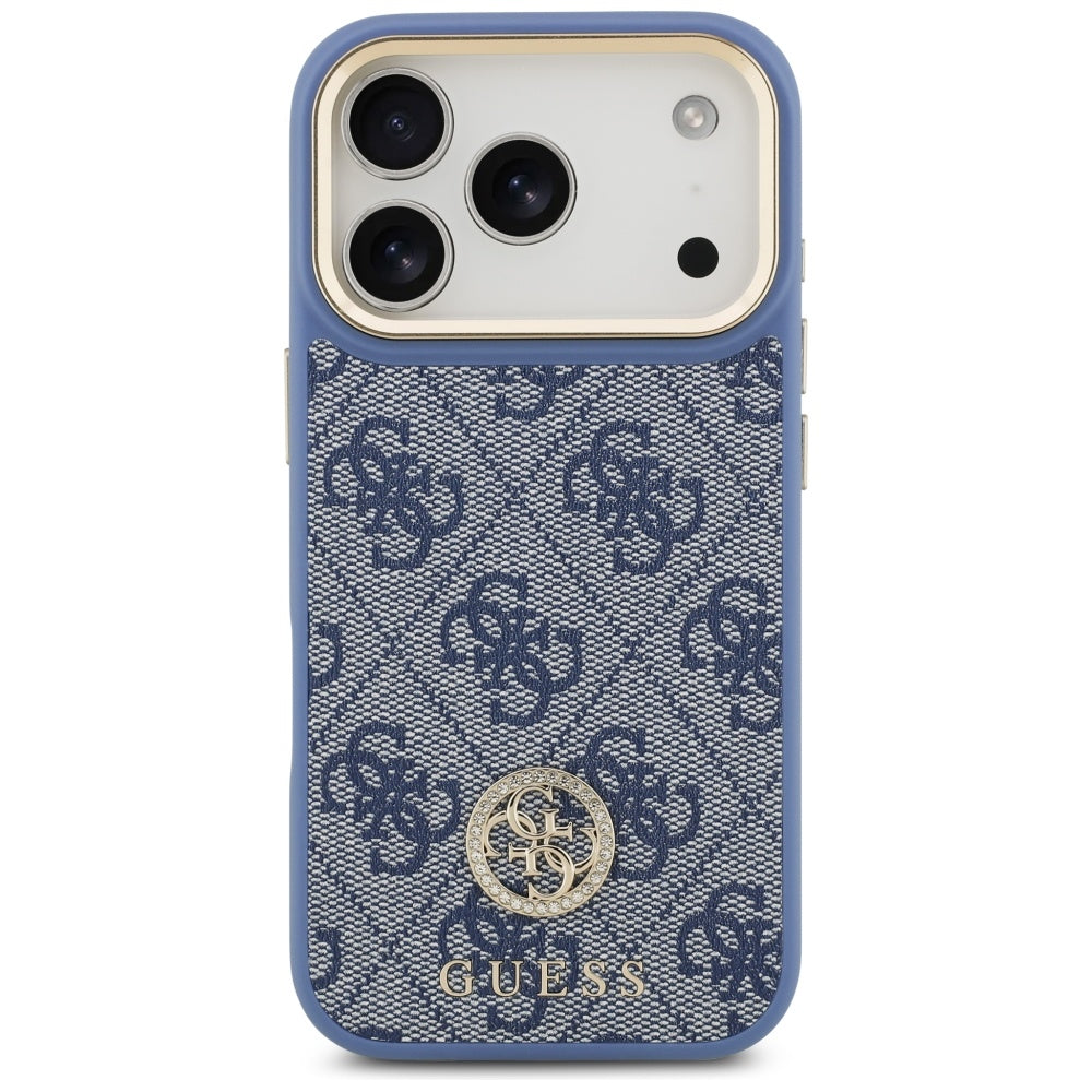 Ovitek MagSafe za Apple iPhone 17 Pro Max, Guess, 4G Strass Logo, Modra