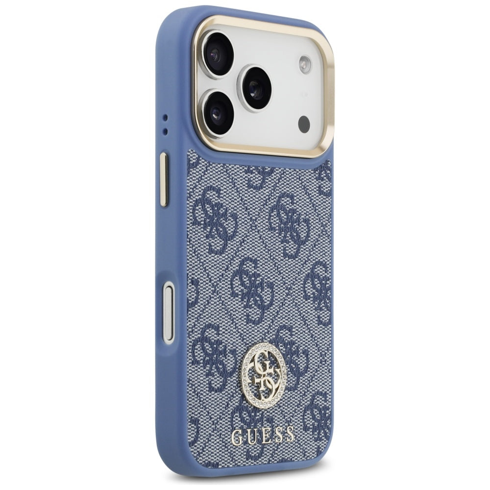 Ovitek MagSafe za Apple iPhone 17 Pro Max, Guess, 4G Strass Logo, Modra