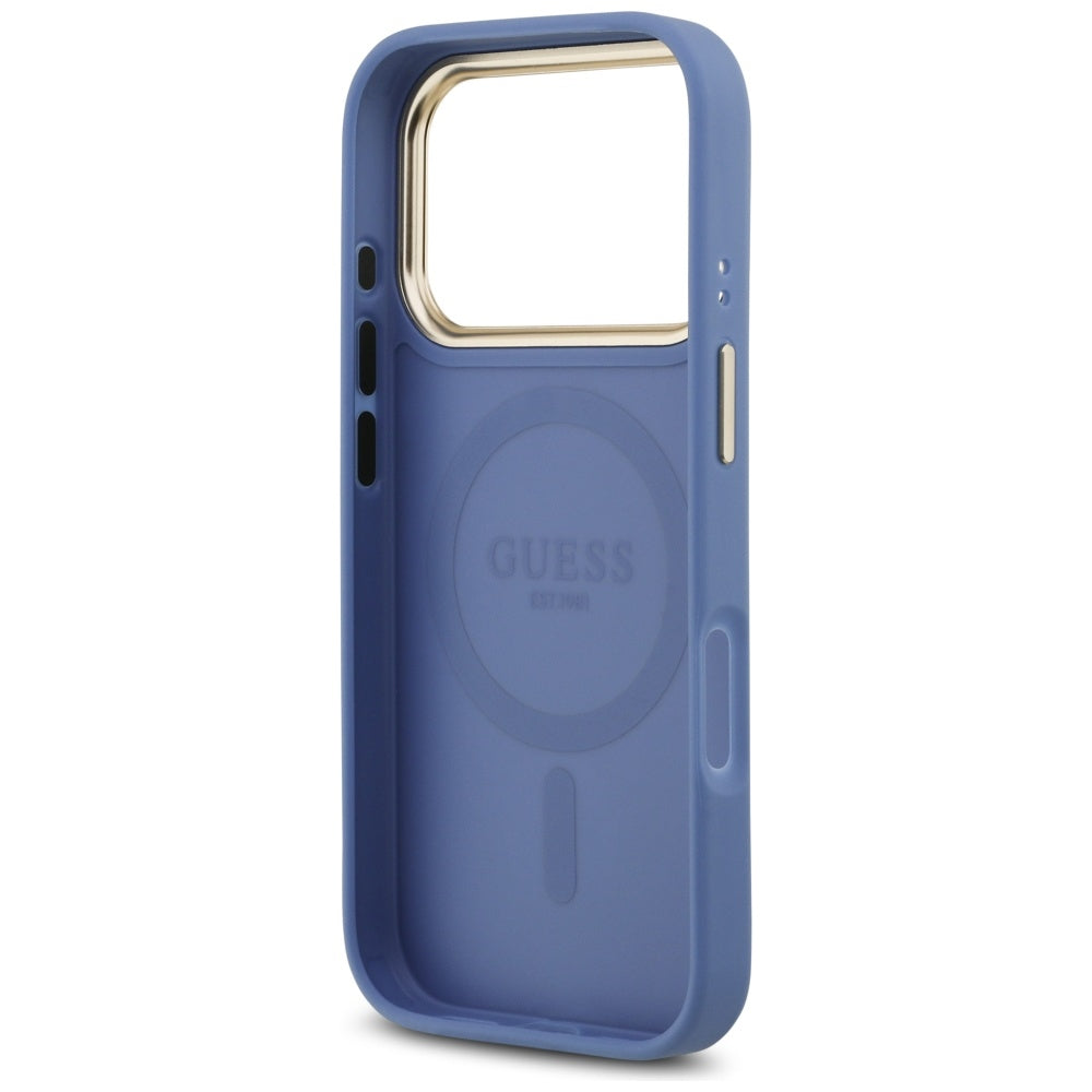 Ovitek MagSafe za Apple iPhone 17 Pro Max, Guess, 4G Strass Logo, Modra