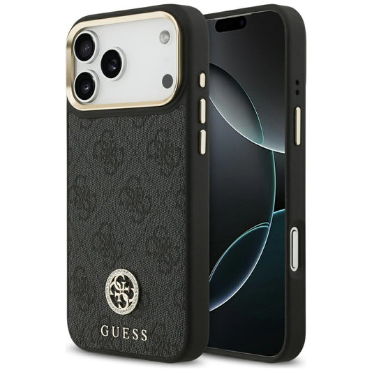 Ovitek MagSafe za Apple iPhone 17 Pro Max, Guess, 4G Strass Logo, črn