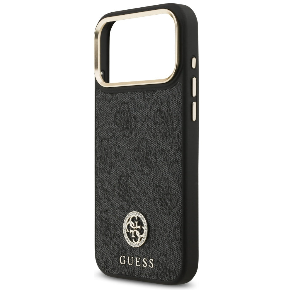 Ovitek MagSafe za Apple iPhone 17 Pro Max, Guess, 4G Strass Logo, črn