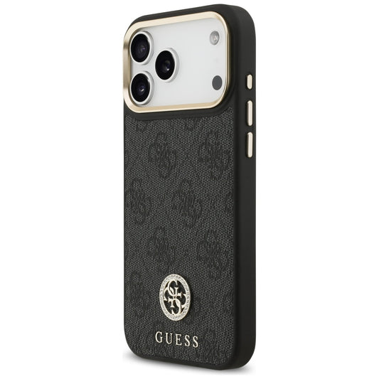 Ovitek MagSafe za Apple iPhone 17 Pro Max, Guess, 4G Strass Logo, črn