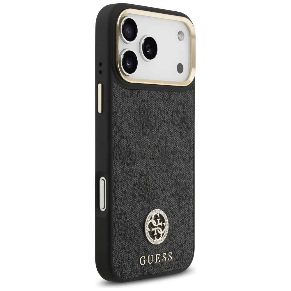 Ovitek MagSafe za Apple iPhone 17 Pro Max, Guess, 4G Strass Logo, črn