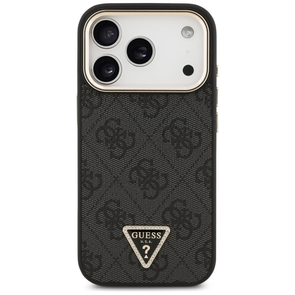 Ovitek MagSafe za Apple iPhone 17 Pro Max, Guess, 4G Triangle Diamond Logo, črn
