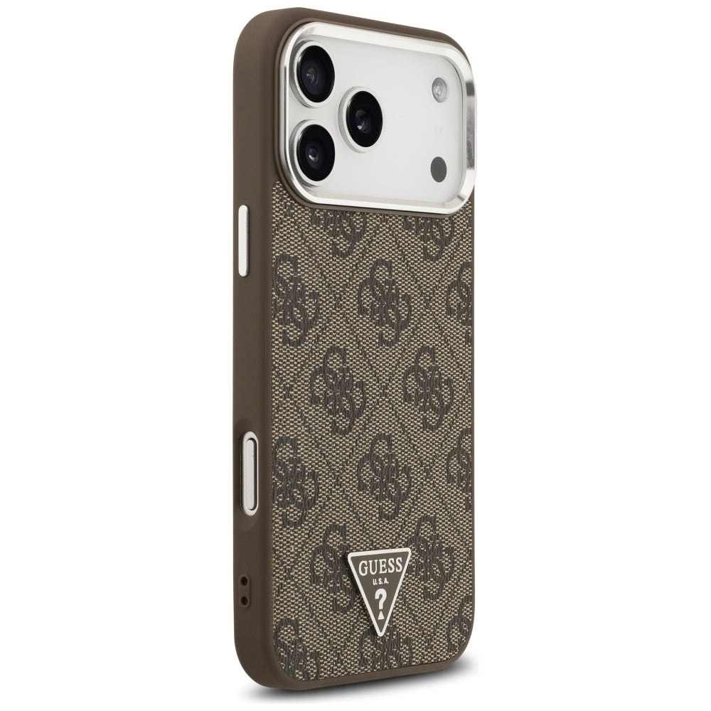 Ovitek MagSafe za Apple iPhone 17 Pro Max, Guess, 4G Triangle Logo, Rjava