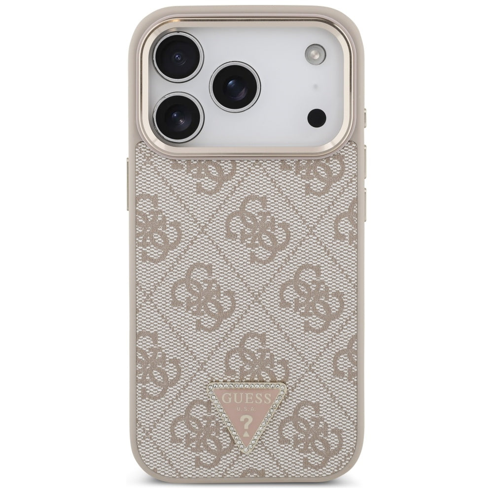 Ovitek MagSafe za Apple iPhone 17 Pro Max, Guess, 4G Triangle Logo, Zlato roza