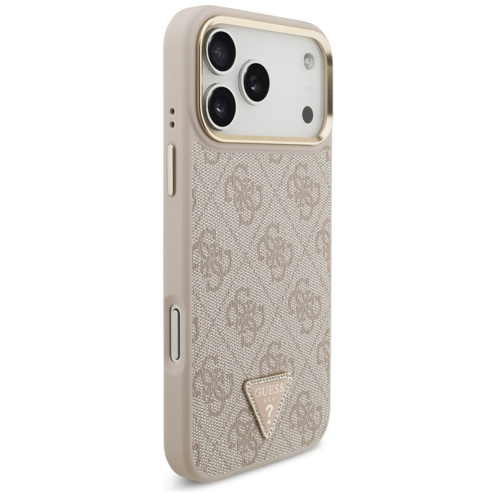 Ovitek MagSafe za Apple iPhone 17 Pro Max, Guess, 4G Triangle Logo with Big Strap, Roza