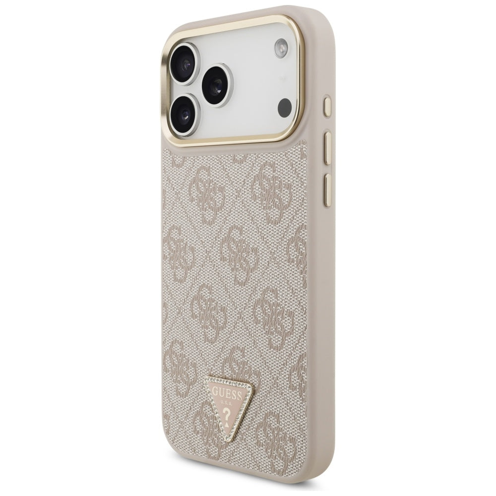 Ovitek MagSafe za Apple iPhone 17 Pro Max, Guess, 4G Triangle Logo with Big Strap, Roza