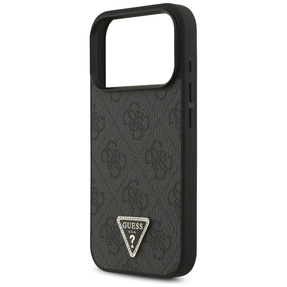 Ovitek MagSafe za Apple iPhone 17 Pro Max, Guess, 4G Triangle Strass, črn