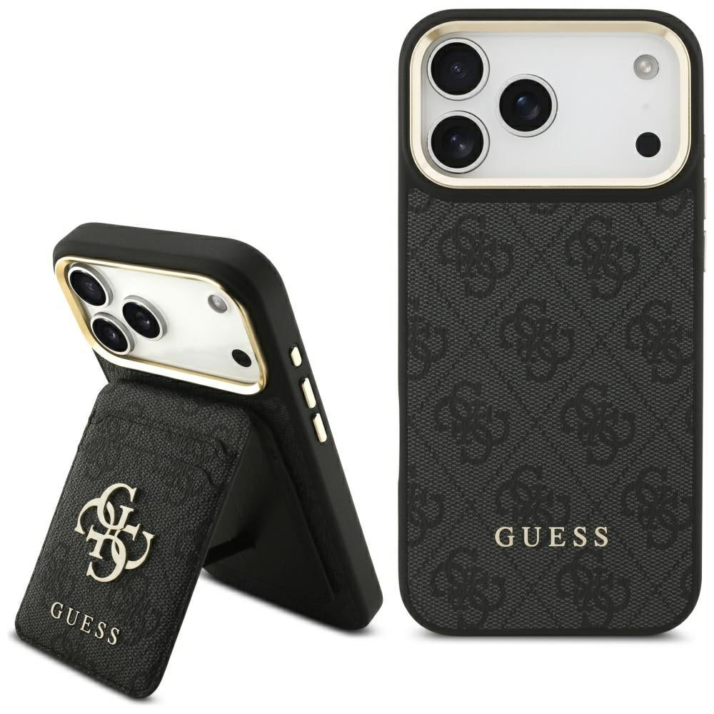 Ovitek MagSafe za Apple iPhone 17 Pro Max, Guess, Cardslot 4G, Črn