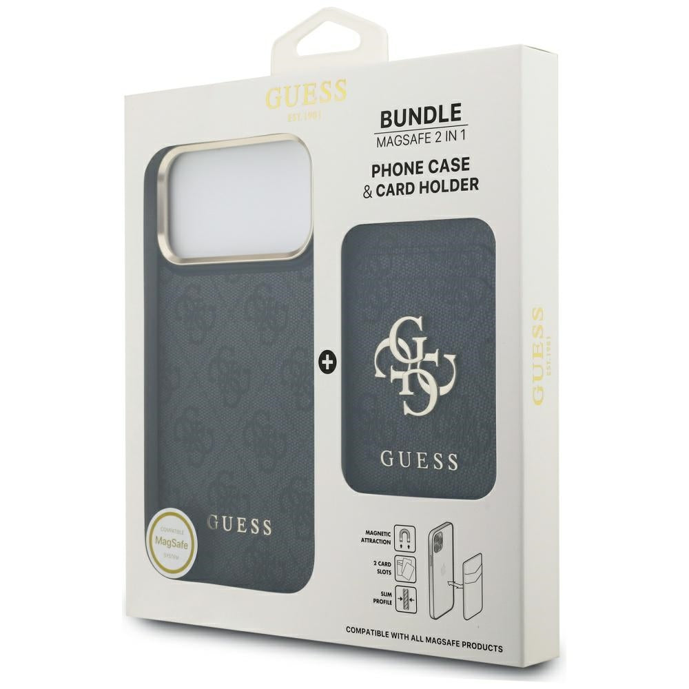 Ovitek MagSafe za Apple iPhone 17 Pro Max, Guess, Cardslot 4G, Črn
