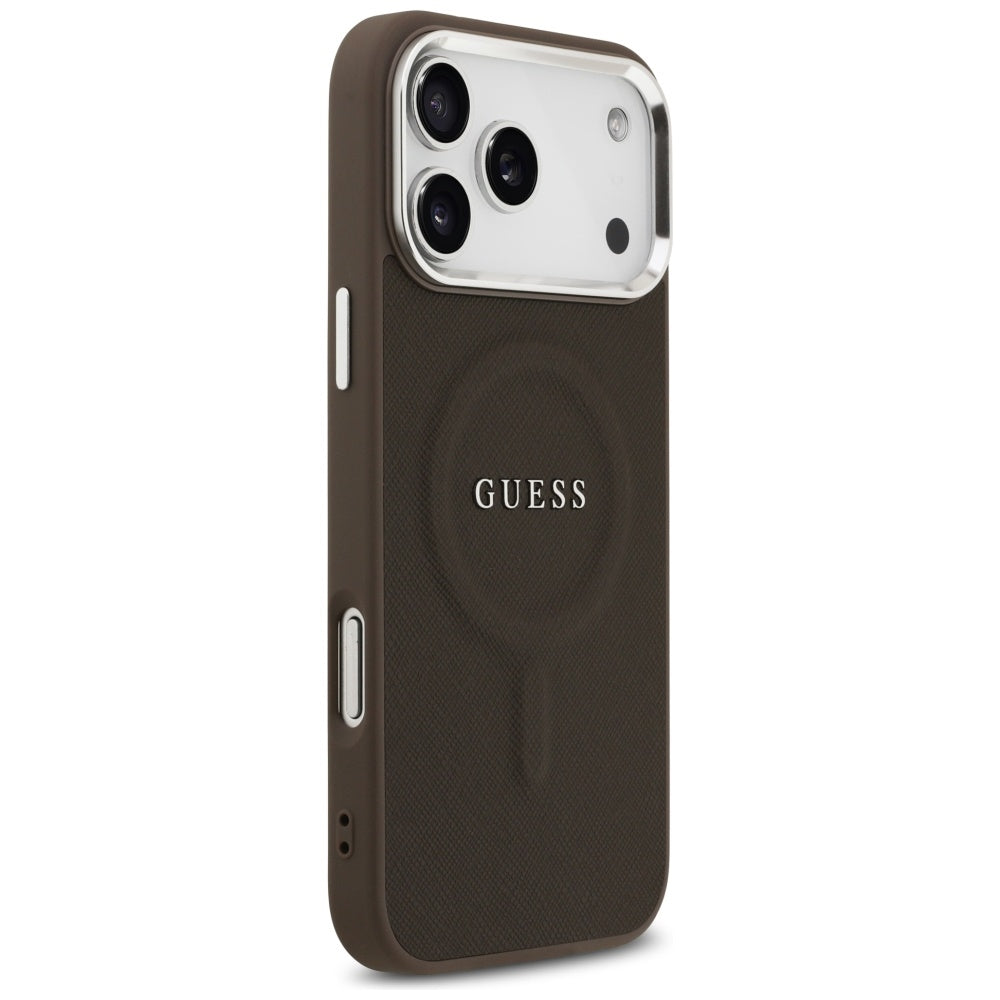 Ovitek MagSafe za Apple iPhone 17 Pro Max, Guess, Classic Logo, Rjava