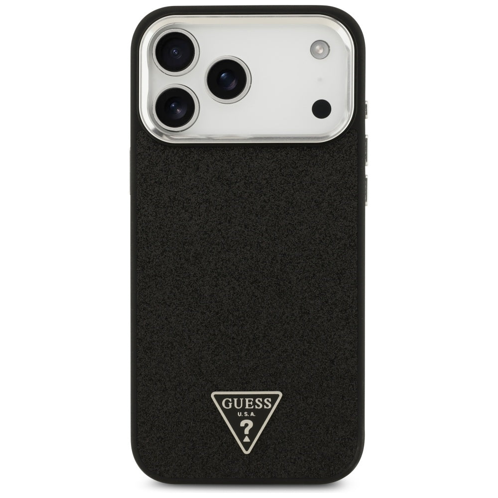 Ovitek MagSafe za Apple iPhone 17 Pro Max, Guess, Glitter Triangle Logo, Črn