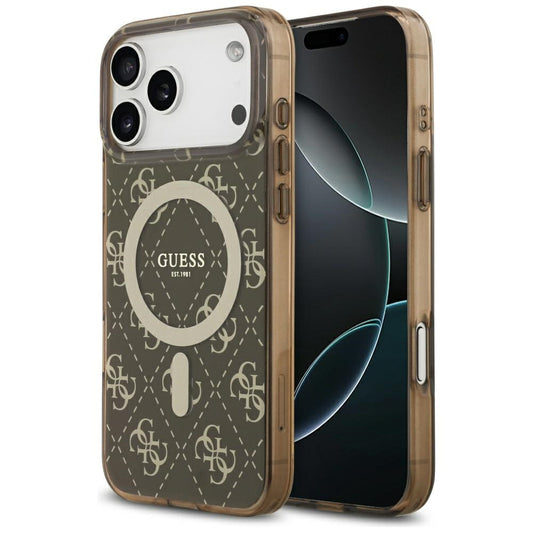 Ovitek MagSafe za Apple iPhone 17 Pro Max, Guess, IML 4G Background, rjava